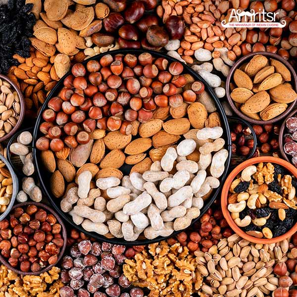 Various dry fruits in the bowls